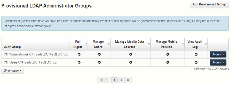 webUI_Sync&Share Provisioned Admin Group page