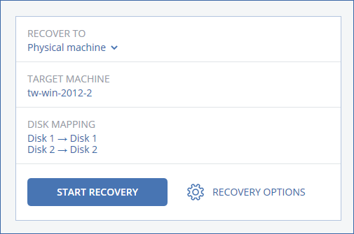Recover to a physical machine