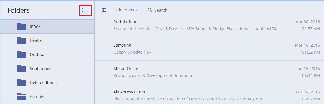 exchange mailbox items