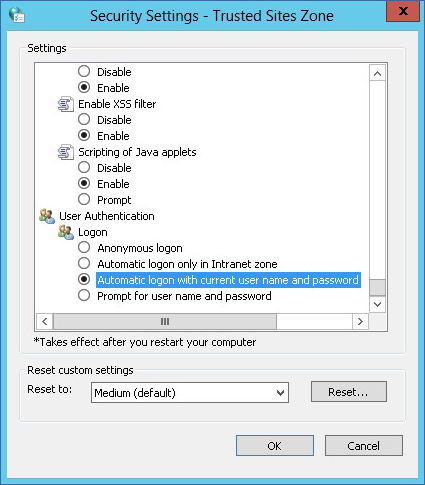 security settings