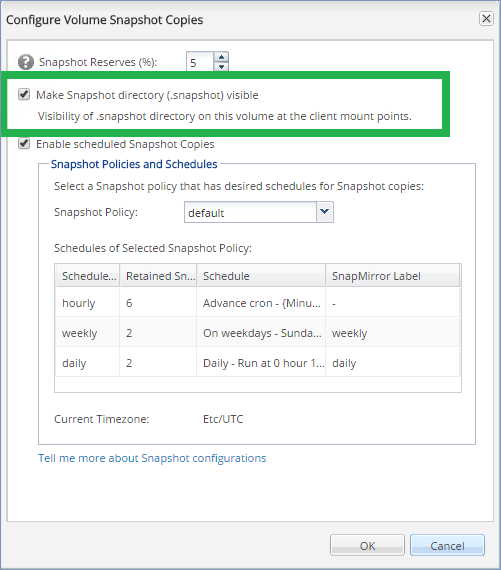NetApp snapshot visibility
