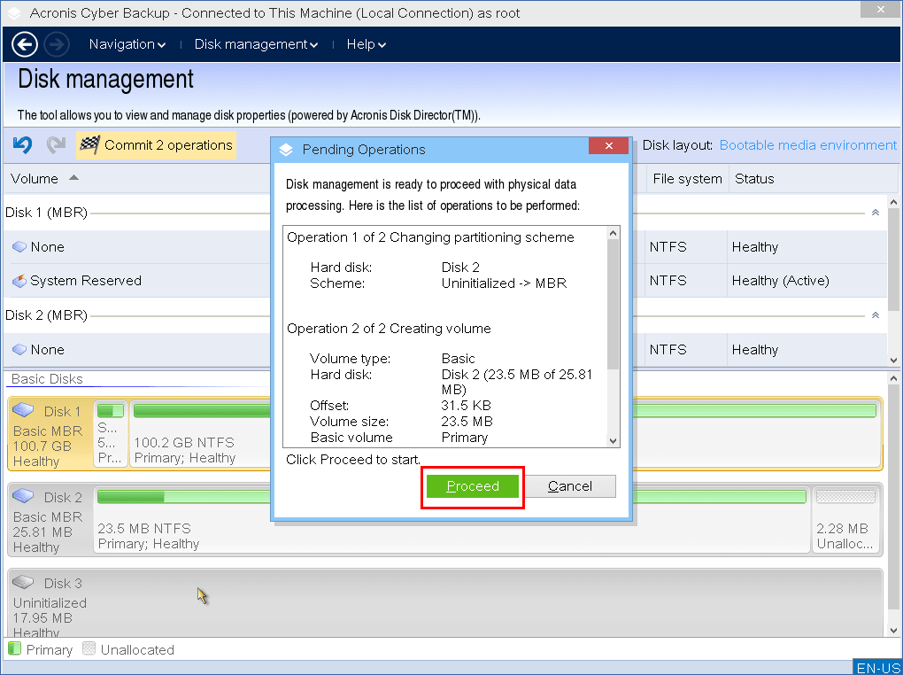 Pending Backup Pending operations