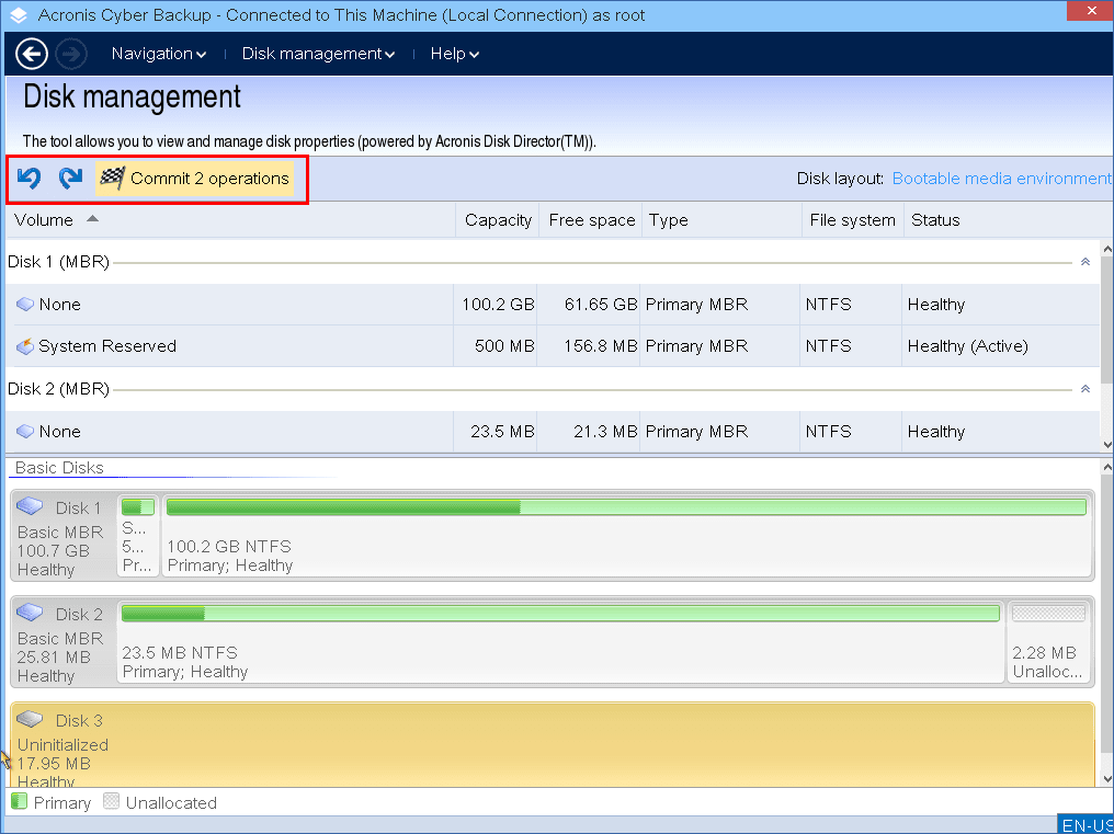 Pending Backup Pending operations
