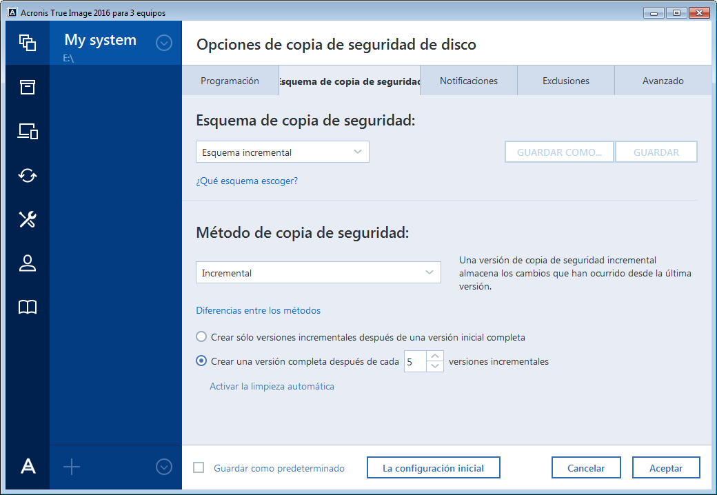 Backup schemes