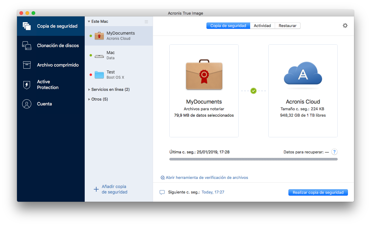 copia de seguridad local: ati mac