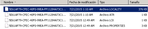 archivos de la base de datos