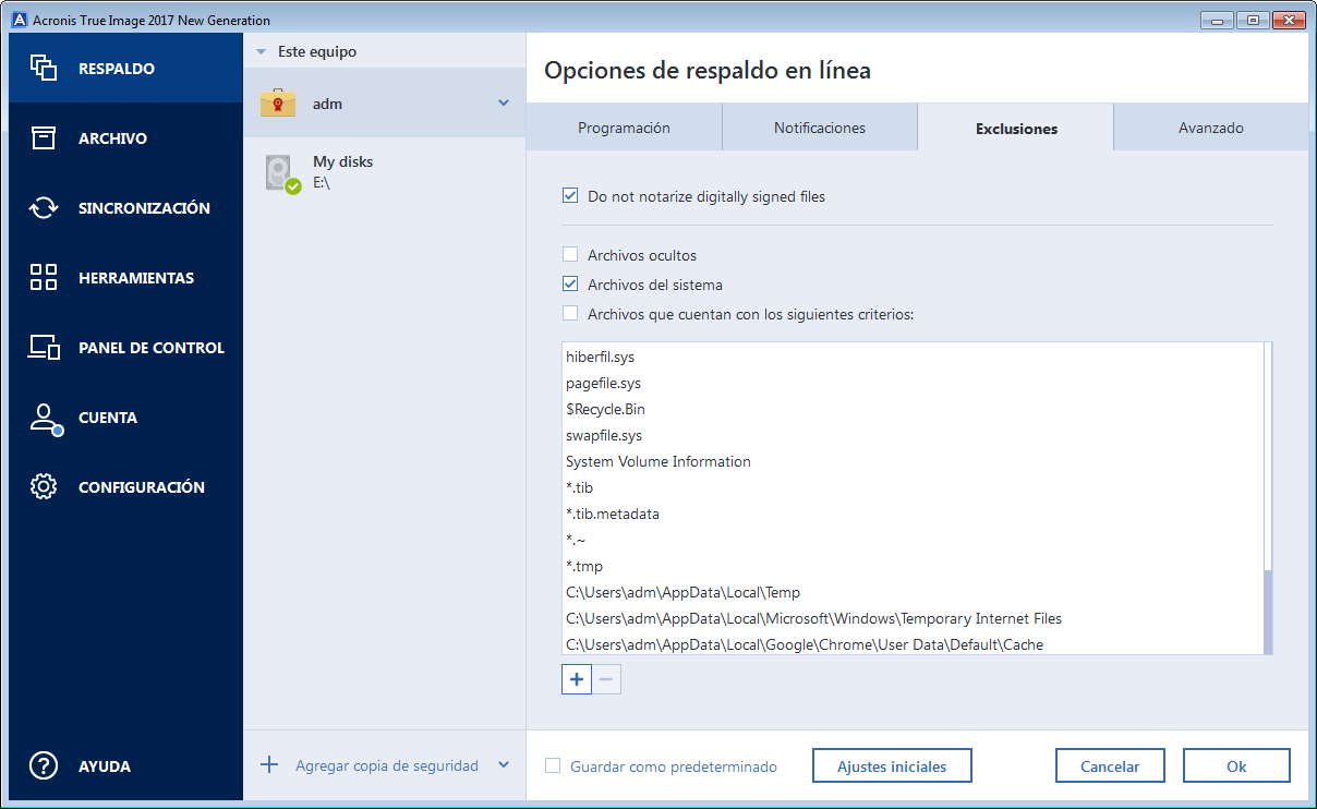 File exclusion