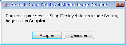 Prompt for configuring the master image creator