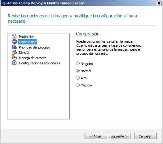 Selecting the data compression level