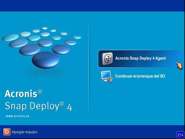 The boot menu on the target side