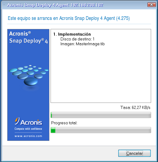 User-initiated deployment in progress: view on the target side