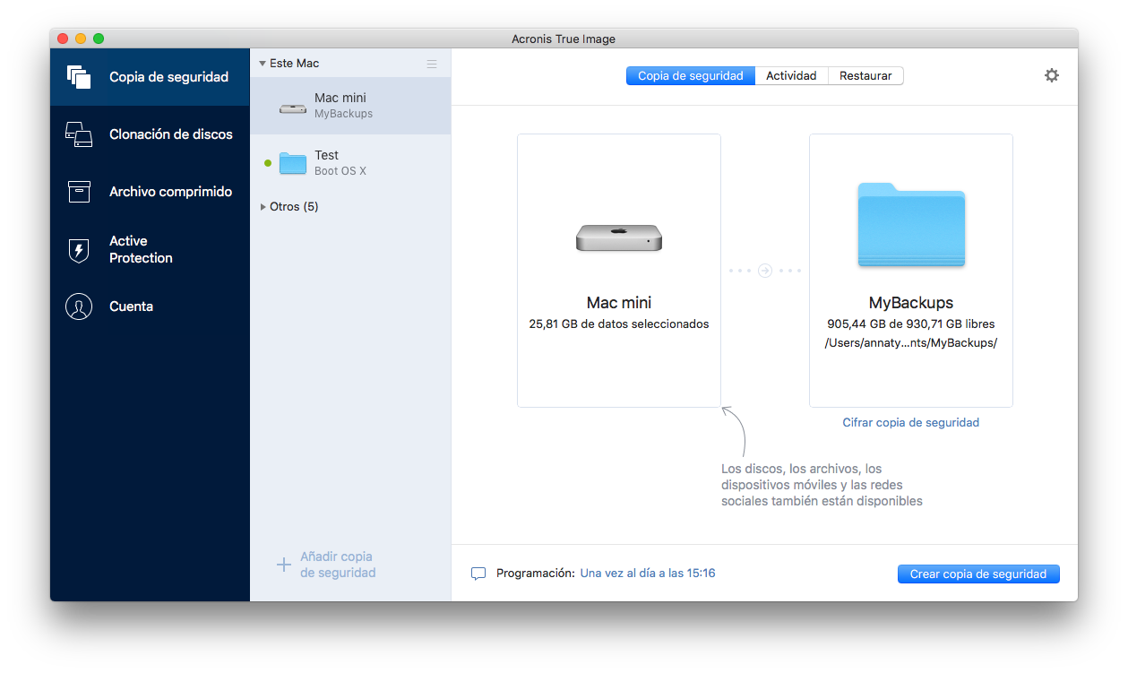 copia de seguridad local: ati mac