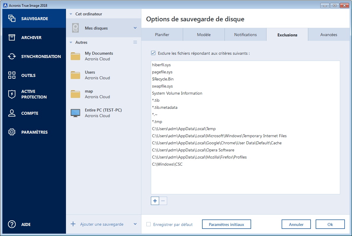File exclusion