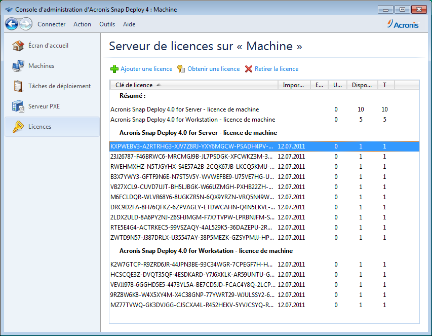 10 server licenses and five workstation licenses