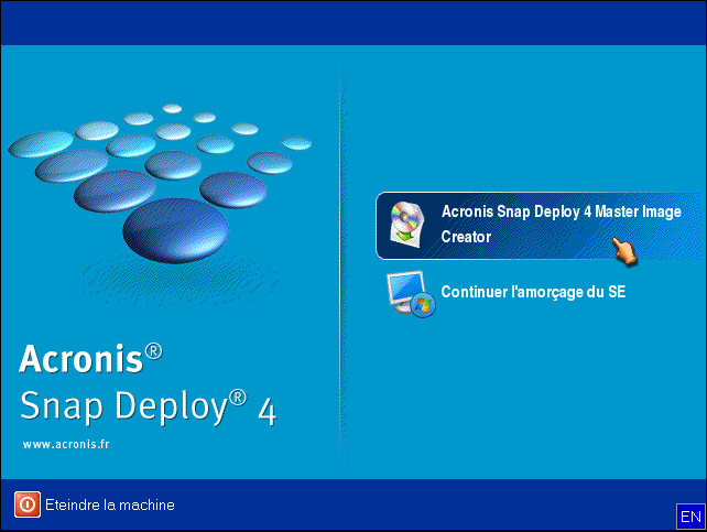 The boot menu on the master machine