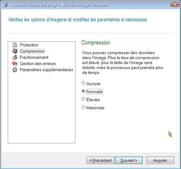 Selecting the data compression level