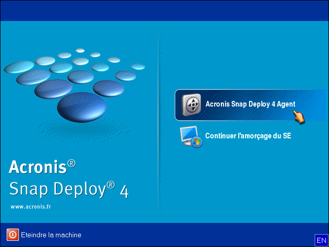 The boot menu on the target side