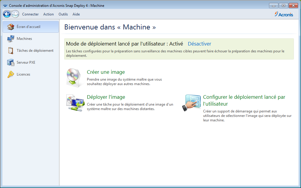 Acronis OS Deploy Server is in the user-initiated deployment mode