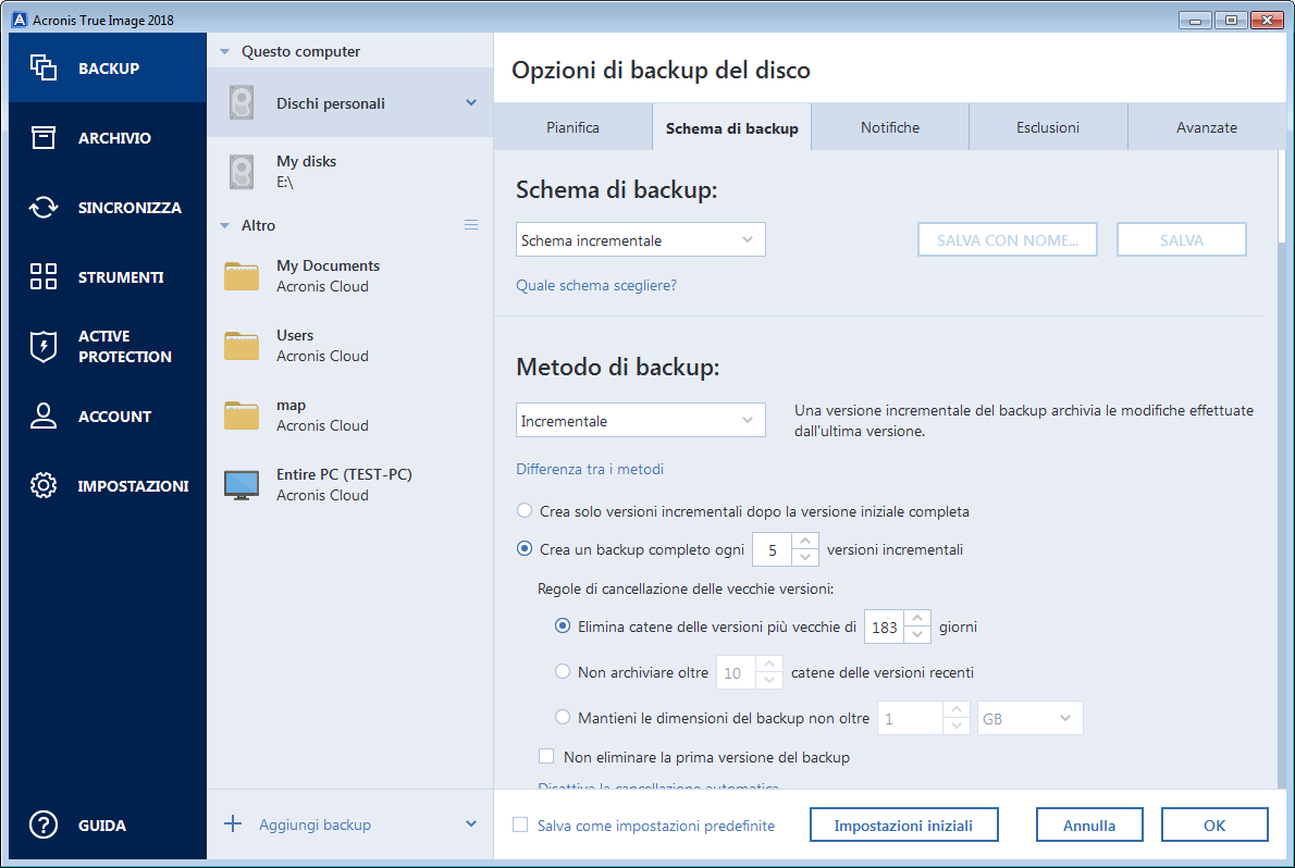 Backup schemes