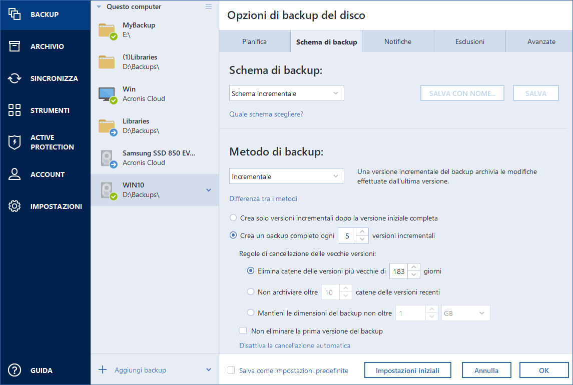 Backup schemes