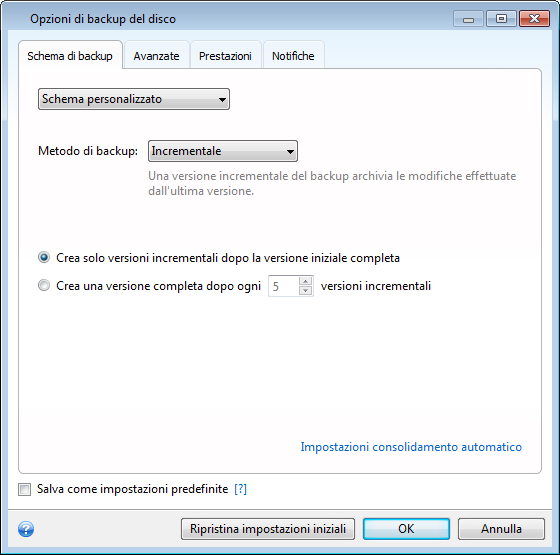 Backup schemes