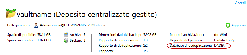 percorso database dedup