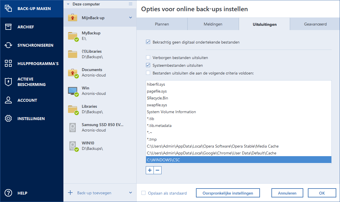 File exclusion